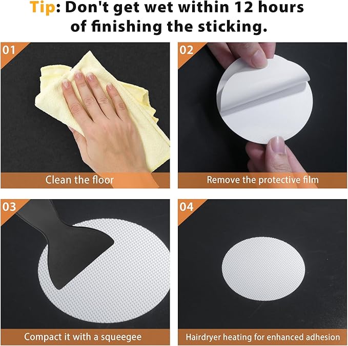 24 PCS Bathtub Non Slip Stickers Black Adhesive Decals Round Shape Anti Slip Shower Stickers Bath Non Slip Stickers for Floor Bathroom Stairs Ladders with Scraper - Image 7