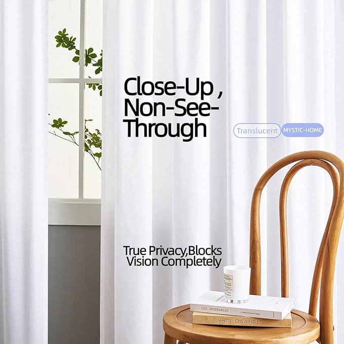 Sheer Privacy Curtains 95 inch Length 2 Panels White Silky-Soft Tencel Velvet Fabric with Light Filtering&Non-See-Through Design Rod Pocket Semi Sheer Drapes for Living Room Bedroom Windows, 52"Wx95"L - Image 3