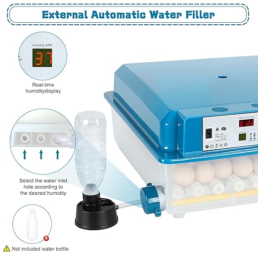64 Egg Incubators for Hatching Eggs, with Auto Turner & Humidity Control, Automatic Egg Turning Rotates 360 Degrees, Visual Control Panel, Hatchable Duck/Goose/Bird Eggs for Home, Farm, Classroom - Image 5