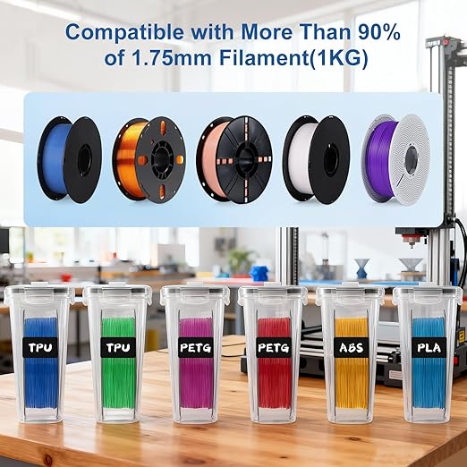 3D Printer Filament Dry Box, 4-Pack Airtight 4.0L Storage Container with Desiccant Bags & Labels, Transparent Dust-Proof Organizer for 1KG Spools, 3D Printing Accessories (4) - Image 6
