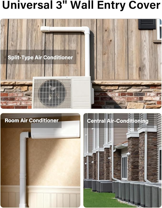 3'' Wall Entry Cover for Ac Lines, Mini Split Lineset Cover for Ductless Air Conditioners, Heat Pumps, White - Image 6