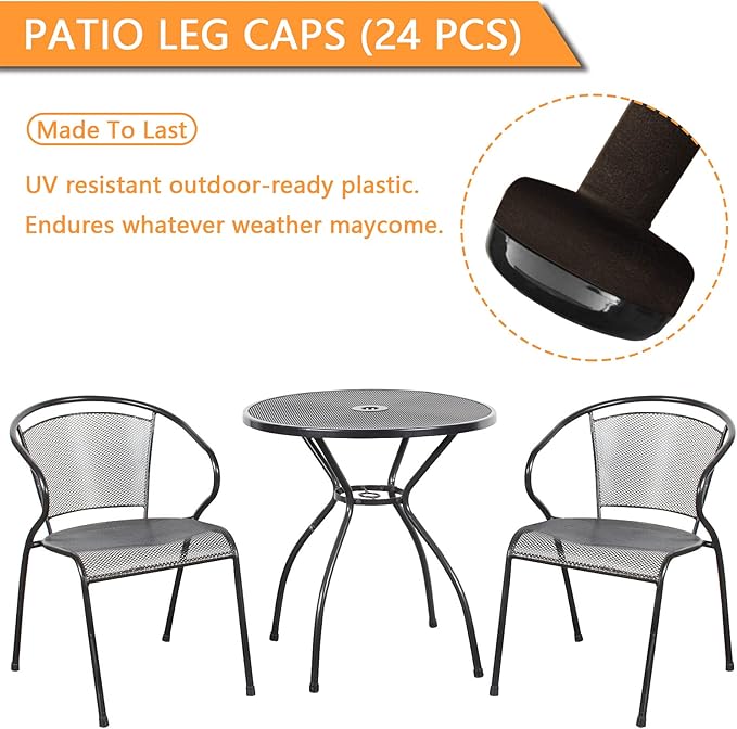 32 Pack Wrought Iron Patio Furniture Feet Caps 1-1/2 inch Round Plastic Outdoor Chair Leg Floor Protectors, Chair Leg Caps, Furniture Replacement Feet for Metal Chairs & Tables (White) - Image 7
