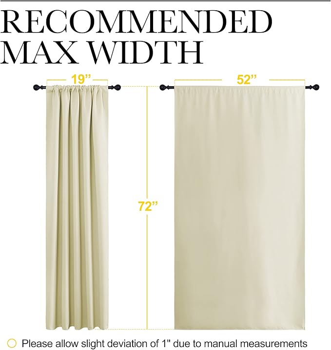 NICETOWN Living Room Curtains, Home Decorations Thermal Insulated Solid Rod Pocket Blackout Drapes for Cafe (Beige, One Pair, 52 x 72-inch) - Image 7