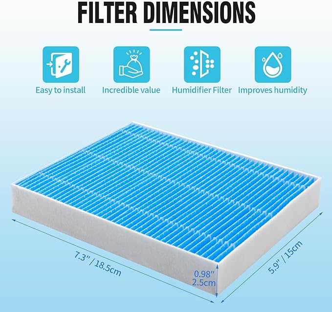 DerBlue 8pcs Wick Replacement Filter and 4pcsTop Fill Humidifier Replacement Filters Compatible with Superior 6000S Smart Evaporative Humidifier,high efficiency filter can last more than 6 months - Image 6
