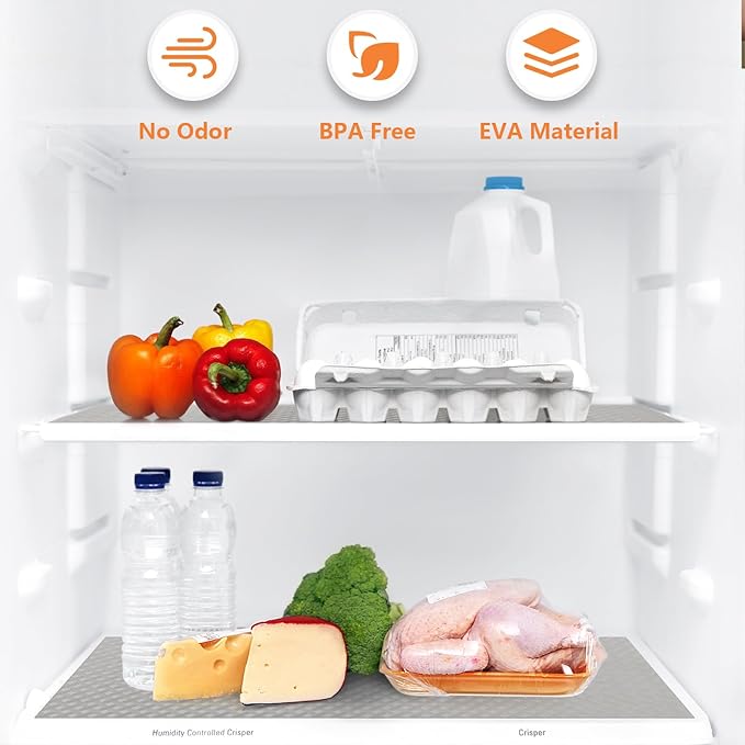 Light Gray Shelf Liners for Kitchen Cabinets Refrigerator Liners Waterproof & Oil-Proof Kitchen Cupboard Liner Drawer Mats EVA Material Non Adhesive Fridge Liner for Shelves 11.8 x 393.7 Inches - Image 6