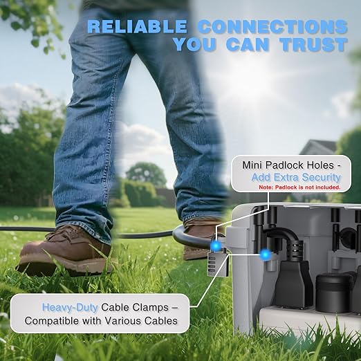 Flemoon [2 Pack] Outdoor Electrical Box Waterproof, Medium Weatherproof Electrical Box (11.5x5.2x4 inch) w/6 Cable Entry Ports, Extension Cord Cover for Power Strip, Plug, Holiday Light, Light Grey - Image 8