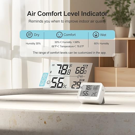 2 Pack Temperature Hygrometer Monitor, Indoor Thermometer and Humidity Sensor with App Notifications, Mini Bluetooth Thermometer Digital Device - Image 8