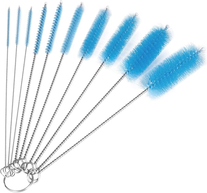 CiaraQ Bottle Cleaning Brushes, 8 Inch Nylon Tube Brush Set, Cleaner for Narrow Neck Bottles Cups with Hook, Set of 10pcs. by CiaraQ