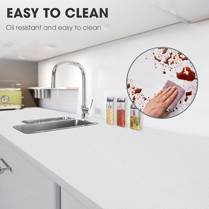 Drawer and Shelf Liner, Non-Slip Kitchen Cabinet Liners Non-Adhesive Thick Strong Grip Waterproof Washable Mats Protect Dresser Shelves Cupboard Bathroom Cabinets, White, 12 in X 20 FT - Image 3