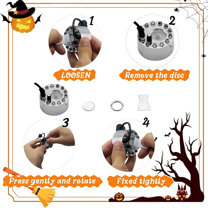 Halloween Mist Maker, Halloween LED Ultrasonic Mister Fogger with Light Witch Cauldron Diffuser Fog Machine Atomizer Bowl Terrarium High Output Humidifier Water Vaporizer with Splash Guard Float Disc - Image 3