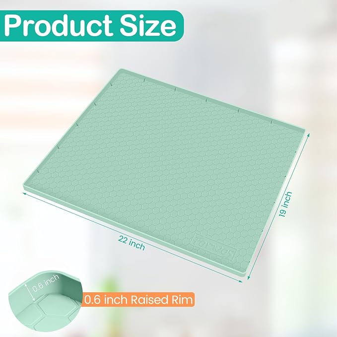 Waterproof Under Sink Mat 22" x 19", Silicone Cabinet Liner, Rubber Protector for Kitchen and Bathroom, Keeps Cabinets Clean, Dry, and Organized (Mint Green) - Image 2