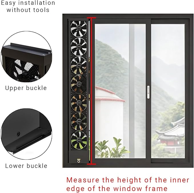 13-53" Vertical Expanding Window Fan for Sliding Windows-Easy Tool-Free Installation, Adjustable Speed with Reversible Airflow, for Household kitchen Humid and Basements Spaces(White,19.7-21.7) - Image 2
