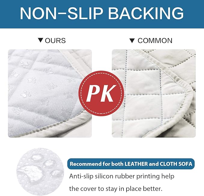H.VERSAILTEX 100% Waterproof Sofa Slipcover Washable Sofa Cover Non-Slip Couch Cover for 3 Cushion Cover Furniture Protector for Pets Couch Cover with Puppy Paw Silicone Backing (XL Sofa, Off White) - Image 6