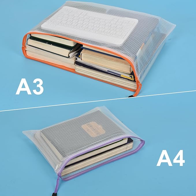 Mesh Zipper Pouch,Waterproof Zipper Bags,18pcs Document Folders,for Puzzle Board Game Storage,for School Office Supplies. - Image 3