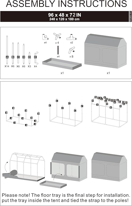 Grow Tent Plant Tent 98"x48"x72" Roof Cube Grow Tent for Hydroponics Indoor Plant Growing - Image 9
