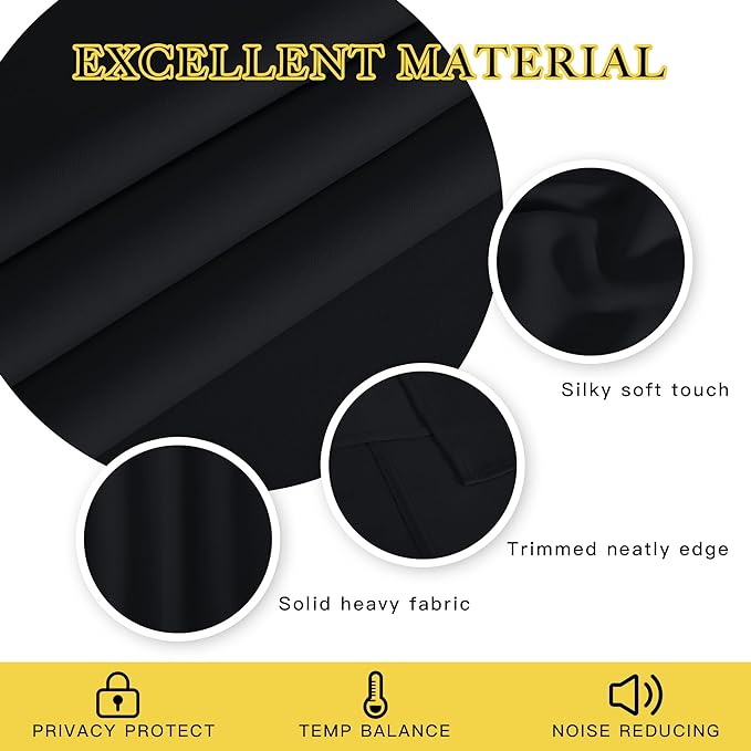 NICETOWN Black Out 110 inch Curtain for Sliding Door, Grommet Thermal Insulated Blackout Curtain Window Treatment Sound Reducing for Bedroom/Living Room, W66 x L110, 1 Panel - Image 4