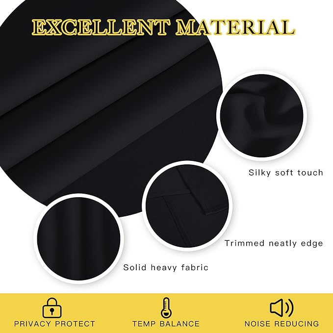 NICETOWN Blackout Patio Curtain Extra Wide and Long W100 x L120, Grommet Top Solid Panels Room Darkening Blind Thermal Insulated for Living Room/Sliding Glass Door, 1 Panel, Black - Image 3