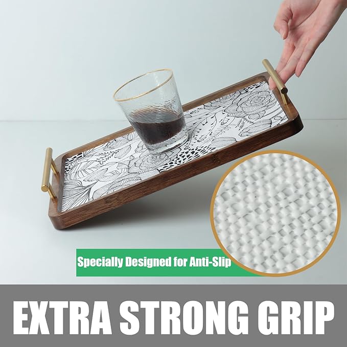 Floral Drawer and Shelf Liner for Kitchen 16IN x 10FT, Non-Adhesive and Strong Non-Slip Cabinet Drawer Liners, Waterproof Thickened Shelf Liner,Easy to Clean,Black and White - Image 4