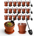 20 Pcs Nursery Pots with Humidity Dome, Cupcake Plant Nursery Pots with Bring A Plate and Shovel, Planting Cups for Seeds for Indoor Gardening and Plant Propagation by Unknown
