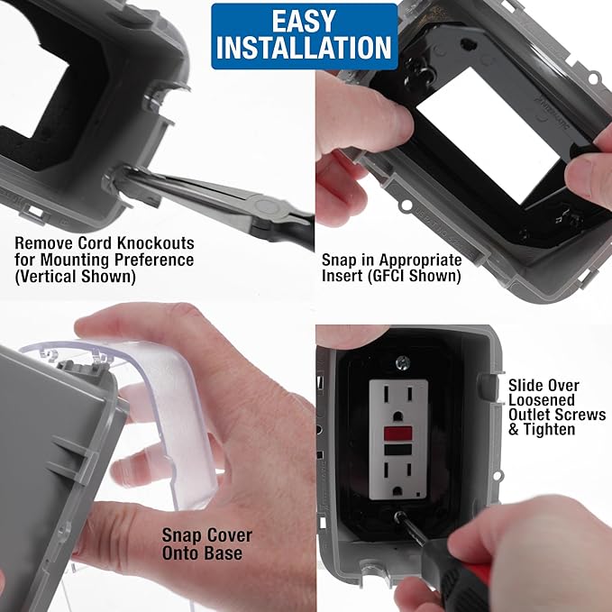 Intermatic WP3100C Weatherproof Electrical Outlet Cover - Extreme Temperature Resistance, Heavy-Duty Construction, Versatile Design & Multi-Configurable, Easy Install, Secure Fit for Outdoor in-Use - Image 3