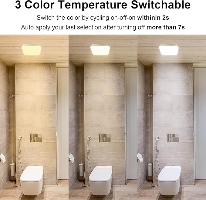 Bathroom Exhaust Fan with Light 110 CFM Quiet with Color Change, 3000K/4000K/5500K 1000LM Household Ventilation Fan Light Combo, Energy Saving Ceiling Mount Bathroom Extractor, Memory Function - Image 3