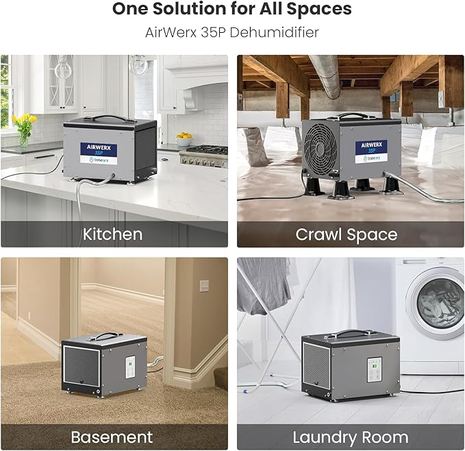 BaseAire Crawlspace Dehumidifier with Pump, Compact Dehumidifiers for Commercial, Basement and Water Damage with Drain Hose, 70 PPD, Auto Defrost, GLGR Technology, Up to 1000 Sq Ft - Image 9