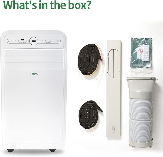 Uhome 12000 BTU Portable Air Conditioner with Heater up to 400 Sq. Ft, Ac Heater Combo Window Unit, Portable AC Unit with Dehumidifier & Fan, Cools & Heats,Remote Control and Window Kit Included,White - Image 7