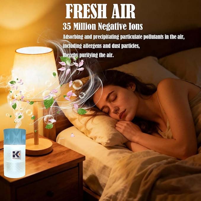 Essential Oil Diffuser, 35 Million Negative Ions Fresh Air, Glass Oil Diffuser with Warm Night Light, Auto Shut-Off, 250ml Ultrasonic Cool Mist Humidifier for Home,Car,Spa,Yoga (Blue, Lavender) - Image 3