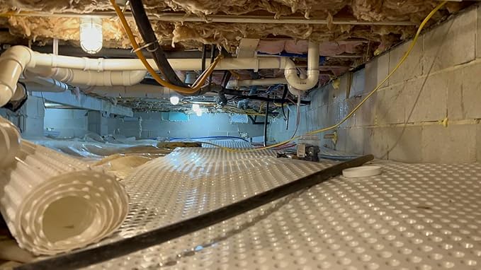 Whitecap Dimple Drainage Matting 2' x 50' - Heavy Duty Foundation Drainage Membrane for Crawl Space & Basement, Protects Vapor Barriers, Improves Water Flow, Waterproof Floor Underlayment - Image 7