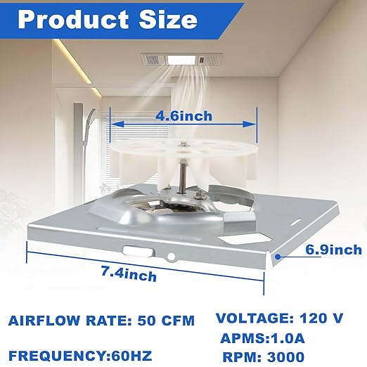 New Upgraded S97012026 Fan, Bathroom Fan Assembly Compatible with Broan-Nutone 688-K、 688-J、688-H、 688-G、663-J、663-H、663G, 695-R02 B、695-R01B、695-R03 B, 50 CFM - Image 6
