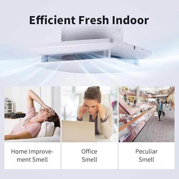 Zeyzer Exhaust Fan 110 CFM 1.0 Sones 5.9" Duct White Square Quiet Powerful Ceiling or Wall-Mount Ventilation Fan for Bathroom/Corridor/Office/Laundry Room/Shop - Image 3
