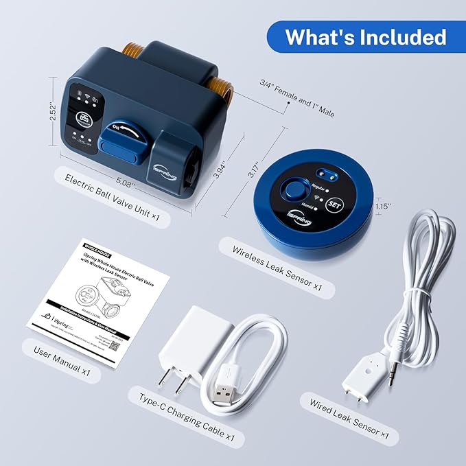 iSpring LS43WL Smart Leak Shut-Off System, Automatic Water Leak Detector with 1 Wired & 1 Wireless Sensor, Whole-Home Water Damage Protection, 1" MNPT + 3/4" FNPT - Image 7