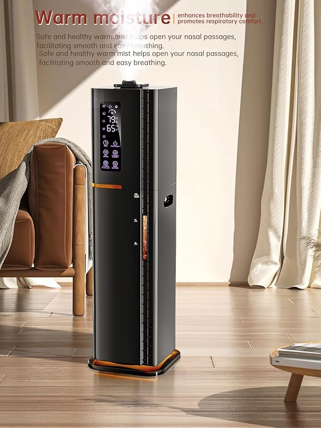 2.64Gal Humidifiers for Bedroom Large Room, Warm and Cool Mist up to 500ft², Top Fill Diffuser Ambient Light, 3 Mist Modes, 24H Timer, 35dB Quiet Humidifier for Home Office Plants - Image 4