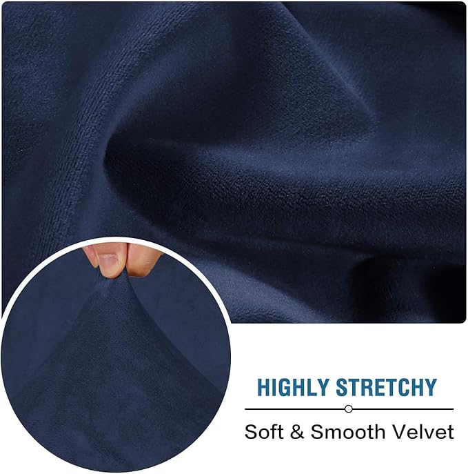 H.VERSAILTEX Velvet Stretch Individual Couch Cushion Cover Plush Cushion Slipcover for Loveseat Sofa Cushion Furniture Protector Seat Cushion Sofa Cover (1 Piece Sofa Cushion Cover, Navy) - Image 5
