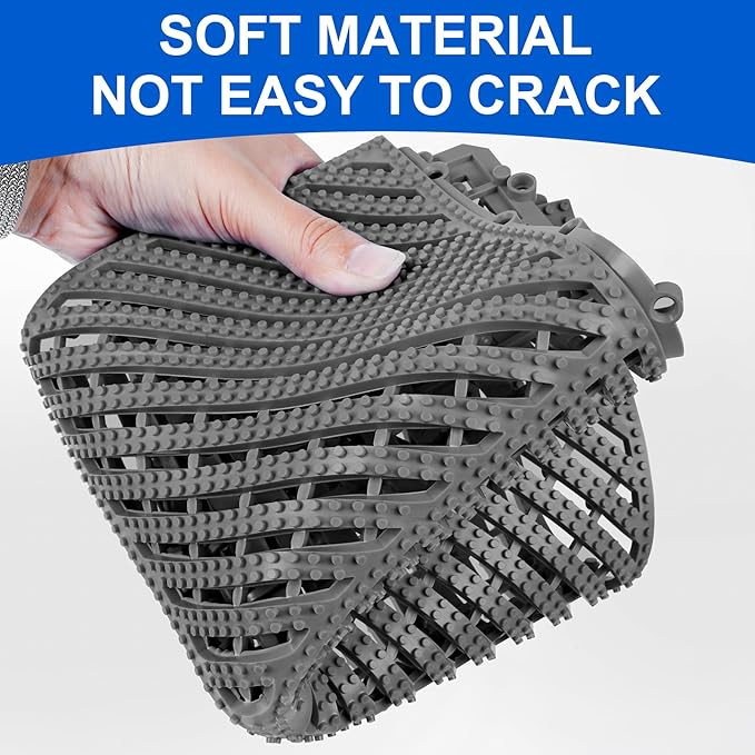 MYFAMIREA Modular Interlocking Cushion 12 Pack 11.8" x 11.8" Rubber Floor Tiles Non-Slip Splicing Drainage Mats for Deck, Pool, Shower, Patio, Balcony, Bathroom, Kitchen, Yard (2 Rows Dots, Dark Gray) - Image 3