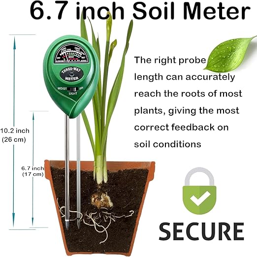 Suplong 3-in-1 Soil Moisture Meter, Upgraded Stainless Steel Probe Soil pH/Light/Moisture Meter for Plants, Soil Tester for Garden, Farm, Lawn, Indoor & Outdoor (No Battery Needed) - Image 2