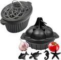 Cast Iron Wood Stove Cooking Bundle, 1.4Qt Steamer/Humidifier + Garlic Roaster with 4 Iron Fish - Dual-Layer Simmer Pot & Smoker Box Set for Vegetables, Meats, and Eco Heating Solutions by Unknown