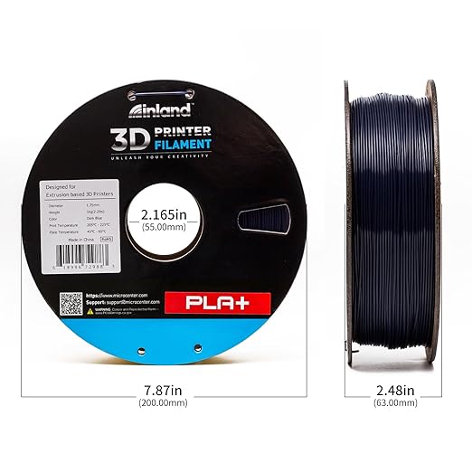 INLAND Micro Center PLA+ 3D Printing Filament 1.75mm - PLA Pro Dimensional Accuracy +/- 0.03 mm - 1kg Cardboard Spool (2.2 lbs) (1 Pack Dark Blue, 1.75mm) - Image 4