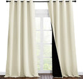 NICETOWN Cold Reducing Curtains, Thermal Insulated 100% Blackout Curtains, Sound Proof Drapes with Black Backing, Full Light Blocking Panels for Patio Sliding Door (Beige, 1 Pair, 55" x 102") by NICETOWN
