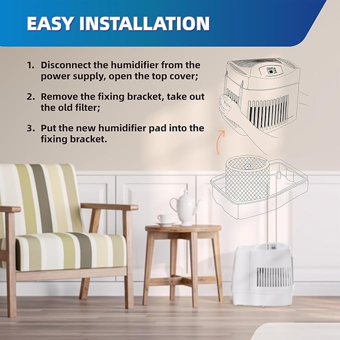 MAF1 Wick humidifier filter Replacement for Essick Air MAF-1 MA0950 Aircare MA1201 MA1200 MA09500 MA12000 MA12001 MA12010 Fits Kenmore 14906 14410 15412 299981 Cool Mist Humidifier Filters - 2 Pack - Image 6
