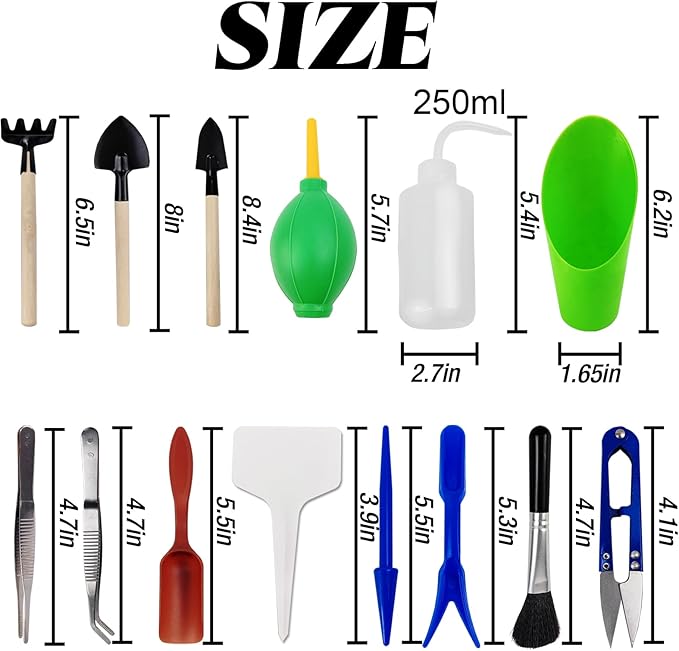 GXXMEI 20PCS/Set Succulent Tools Set, Mini Garden Tool Set, Transplanting Tools Set, Succulent Care Kit for Succulent Miniature Gardening Plant - Image 2