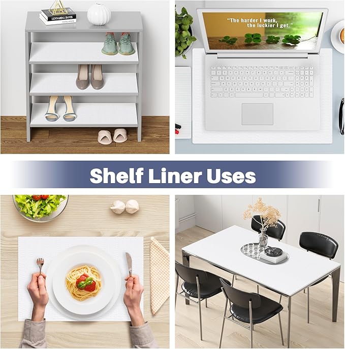 Drawer Liner, Shelf Liners for Kitchen Cabinet Waterproof & Oil-Proof Cupboard Liner Non-Slip Drawer Mat PVC Material Non Adhesive Kitchen Liner for Countertop White 11.8 x 393.7 Inches - Image 7