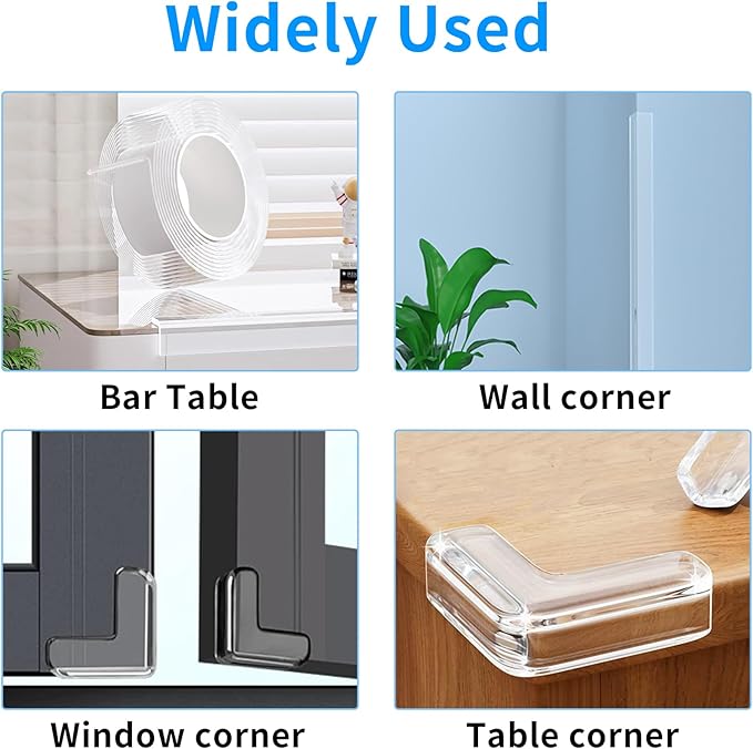 2 in x 16.4 ft,Clear Edge Protector Strip Sharp Edge Wrap Cover Tape with 6 Corners,Soft Corner Protectors Baby Proof, Furniture Corner Guard & Edge Safety, Edge Protector for Table and Fireplace - Image 4