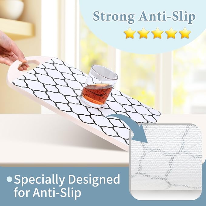 Shelf Drawer Liners for Kitchen Cabinets 11.8 x 236 Inches Non Adhesive Drawer Liner Thickened Refrigerator Liner Black Quatrefoil Strong Non-Slip Paper for Tool Box with Knife and Tape Measure - Image 2