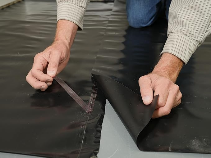 MB12X25300 Block Roll of 6 mil Moisture Barrier Polyethylene Underlay Film, 300 sq. ft, Black - Image 12
