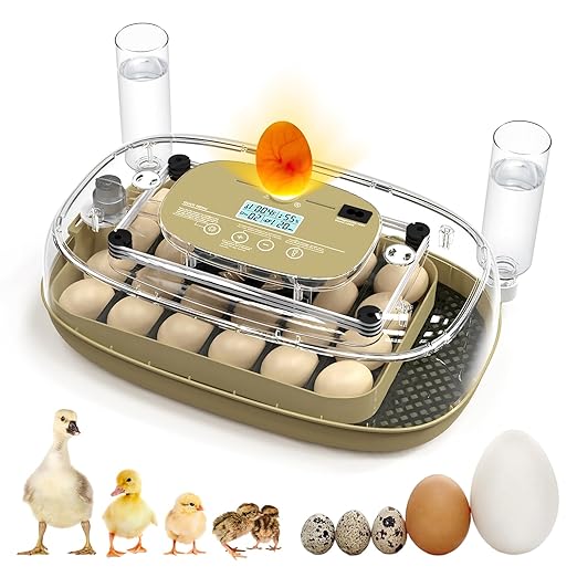 24 Egg Incubator for Hatching Eggs with Temperature and Humidity Control, Auto Turning & LED Candling for Chicken Duck Quail Birds, Ideal for Home Farm, Classroom, Beginners by Unknown