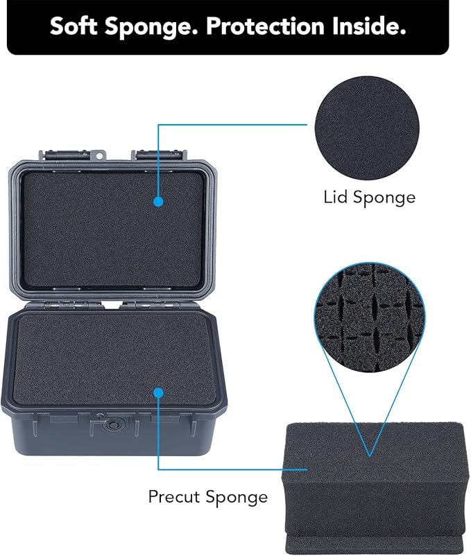 Lykus HC-1420 Mini Hard Case Dry Box with Foam Insert, Interior Size 5.5x3.5x2.7 in, IP66 Splash-Proof, Suitable for Cellphones, Tools, Small Devices and More - Image 2