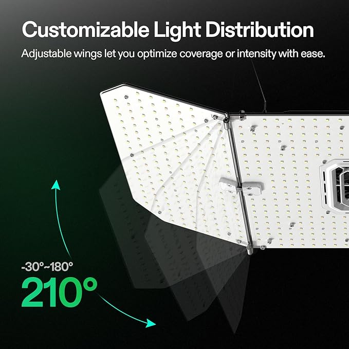 VIVOSUN AeroLight Wing AW200SE, LED Grow Light 200W with Integrated Circulation Fan & GrowHub Controller E25, Compatible with App & E42A, 2x4/3x3 Coverage, Establish an Intelligent Grow Environment - Image 5