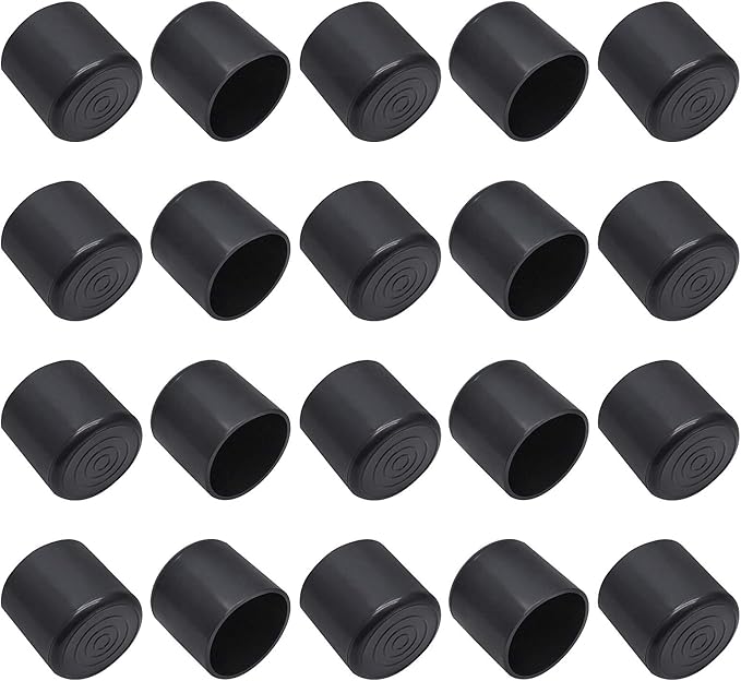 20Pcs Round Rubber Furniture Leg Caps 1"/25mm Vinyl Flexible Chair Leg Floor Protectors/Covers Plastic End Caps for Patio/Indoor Furniture Leg Caps Railing (Black) by Bonsicoky