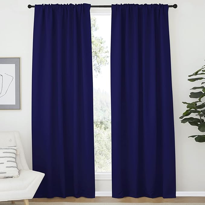 NICETOWN Vertical Blinds Window Curtain Panels - (Royal Blue Color) 52 by 84 inches, Set of 2 Panels, Energy Saving Blackout Curtains for Nursery - Image 2